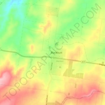 Blackbutt topographic map, elevation, terrain