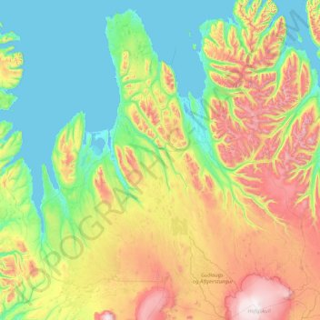 Norðurland vestra topographic map, elevation, terrain