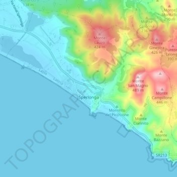 Sperlonga topographic map, elevation, terrain