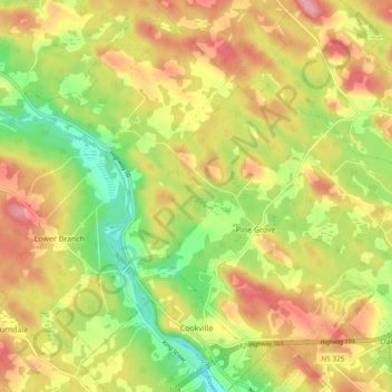 Cookville topographic map, elevation, terrain