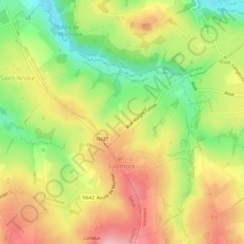 Julémont topographic map, elevation, terrain
