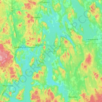 Leppävesi topographic map, elevation, terrain