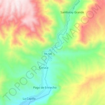 Río Sama topographic map, elevation, terrain
