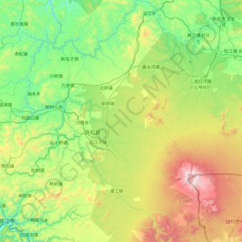 抚松县 topographic map, elevation, terrain