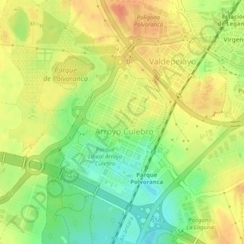 Polvoranca topographic map, elevation, terrain