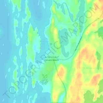 Denare Beach topographic map, elevation, terrain