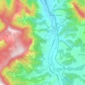 Aix-en-Diois topographic map, elevation, terrain
