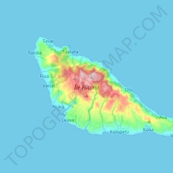 Île Futuna topographic map, elevation, terrain