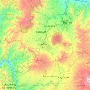 Otavalo topographic map, elevation, terrain