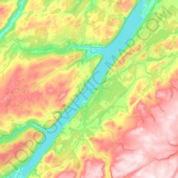 Lago Ness topographic map, elevation, terrain
