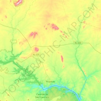 Piranhas topographic map, elevation, terrain