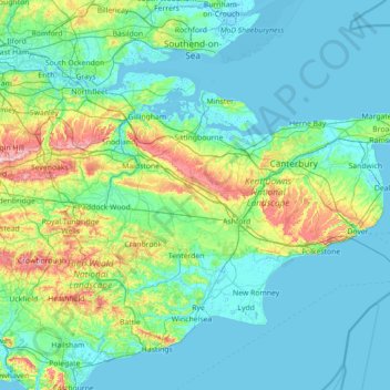 Kent topographic map, elevation, terrain