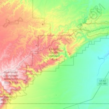 Carlsbad Caverns National Park topographic map, elevation, terrain