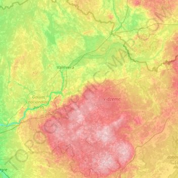Gauja topographic map, elevation, terrain