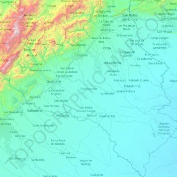 Estado Portuguesa topographic map, elevation, terrain