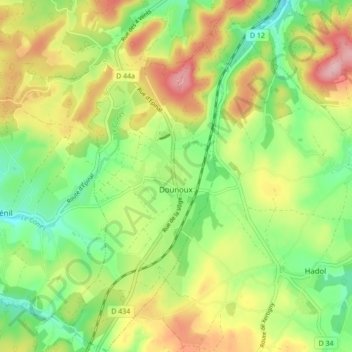 Dounoux topographic map, elevation, terrain