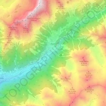 Oyace topographic map, elevation, terrain