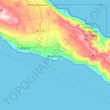 Ribeira Seca topographic map, elevation, terrain