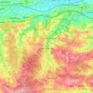 Sankt Wolfgang topographic map, elevation, terrain