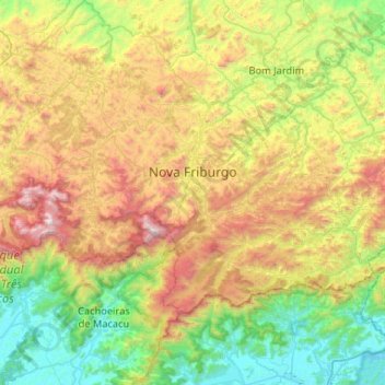 Nova Friburgo topographic map, elevation, terrain