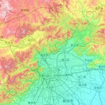 Dongcheng District topographic map, elevation, terrain