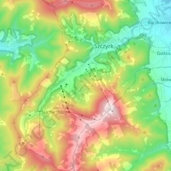 Schirk topographic map, elevation, terrain