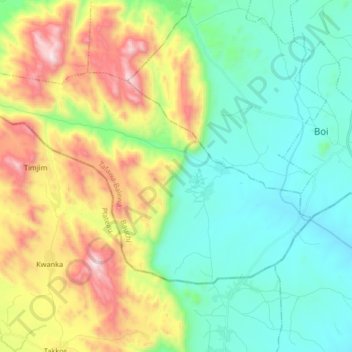 Tapshin topographic map, elevation, terrain