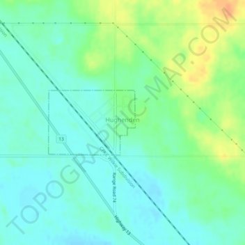 Village of Hughenden topographic map, elevation, terrain
