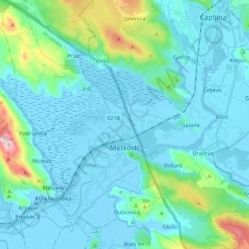 Grad Metković topographic map, elevation, terrain