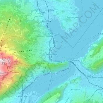 Hergiswil (NW) topographic map, elevation, terrain