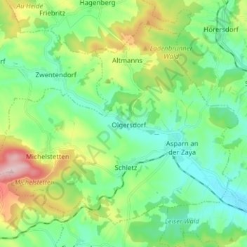 Gemeinde Asparn an der Zaya topographic map, elevation, terrain