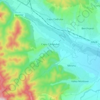 Capu Câmpului topographic map, elevation, terrain
