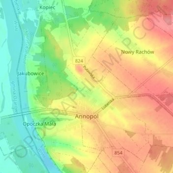 Annopol topographic map, elevation, terrain