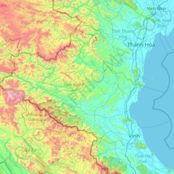 Nghệ An Province topographic map, elevation, terrain