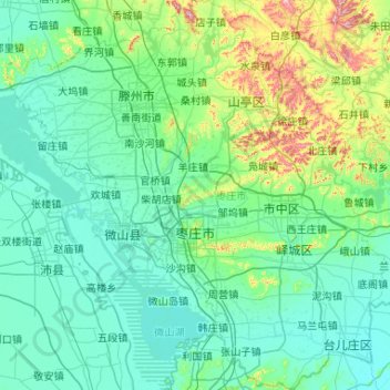 Zaozhuang City topographic map, elevation, terrain