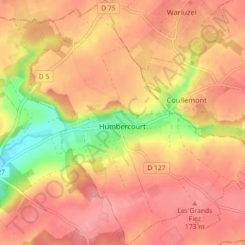 Humbercourt topographic map, elevation, terrain