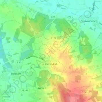 Kattendorf topographic map, elevation, terrain
