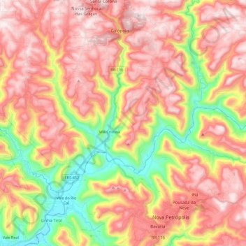 Vila Cristina topographic map, elevation, terrain