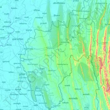 Tripura topographic map, elevation, terrain
