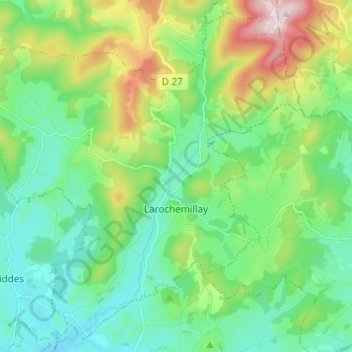 Larochemillay topographic map, elevation, terrain