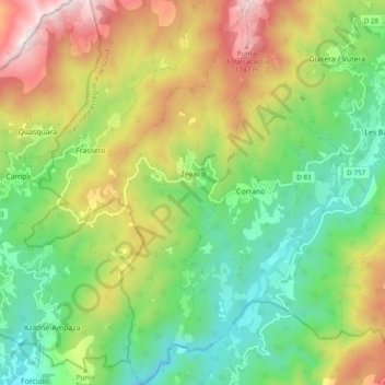 Zévaco topographic map, elevation, terrain