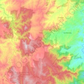 Hampton topographic map, elevation, terrain