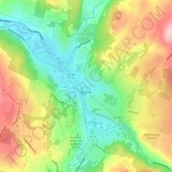 Barre topographic map, elevation, terrain