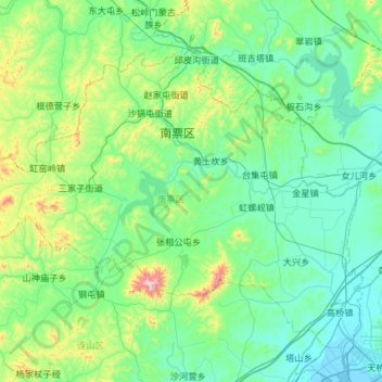 南票区 topographic map, elevation, terrain