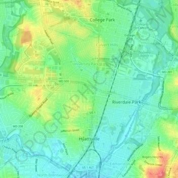 Hyattsville topographic map, elevation, terrain