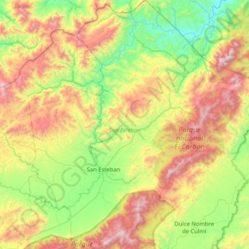 San Esteban topographic map, elevation, terrain