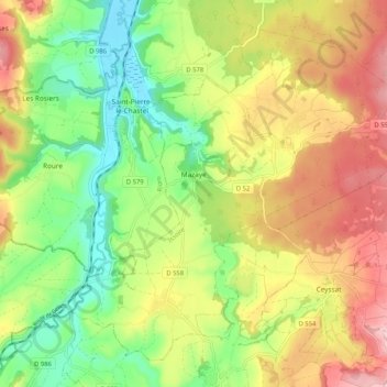 Mazaye topographic map, elevation, terrain