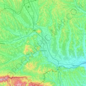 Leibnitz topographic map, elevation, terrain