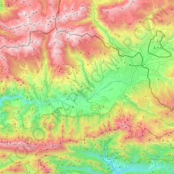 Cerdagne topographic map, elevation, terrain
