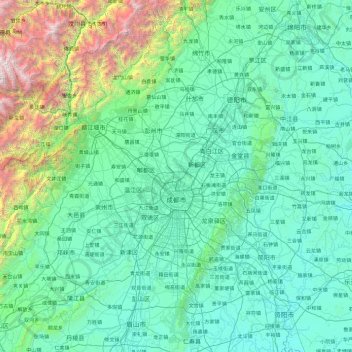 Chengdu City topographic map, elevation, terrain